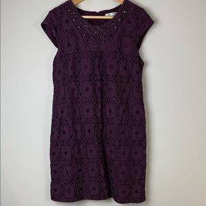 Sandra Darren Plum Dress with Beaded Detail Size 12